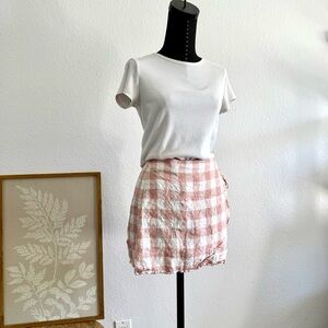 Reformation Sax Pink Plaid Mini Wrap Skirt - Size S